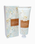 Thrift N Gift CASA SERENA coconut and vanilla bean hand cream in a botanical print tube and matching gift box.