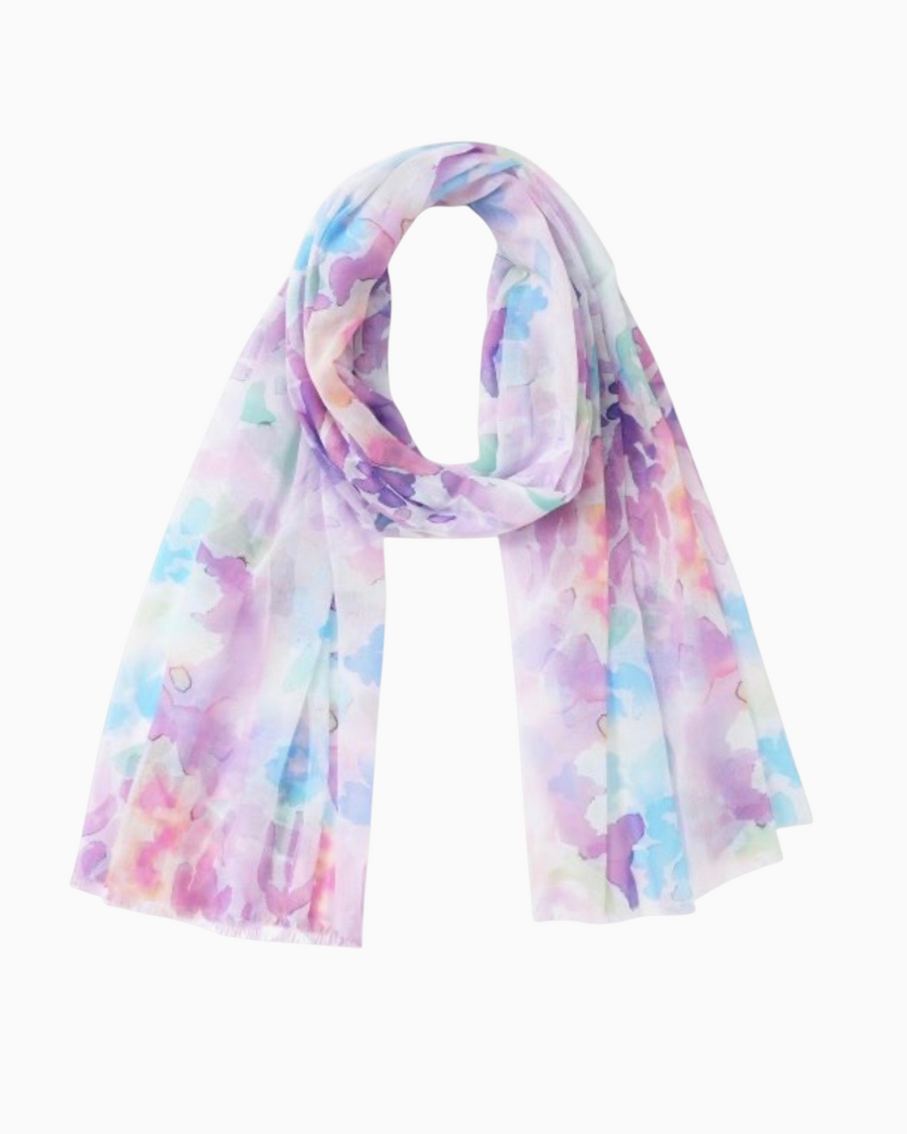 Thrift N Gift Enhance lightweight polyester fashion scarf in a lilac and multi-coloured watercolour floral print