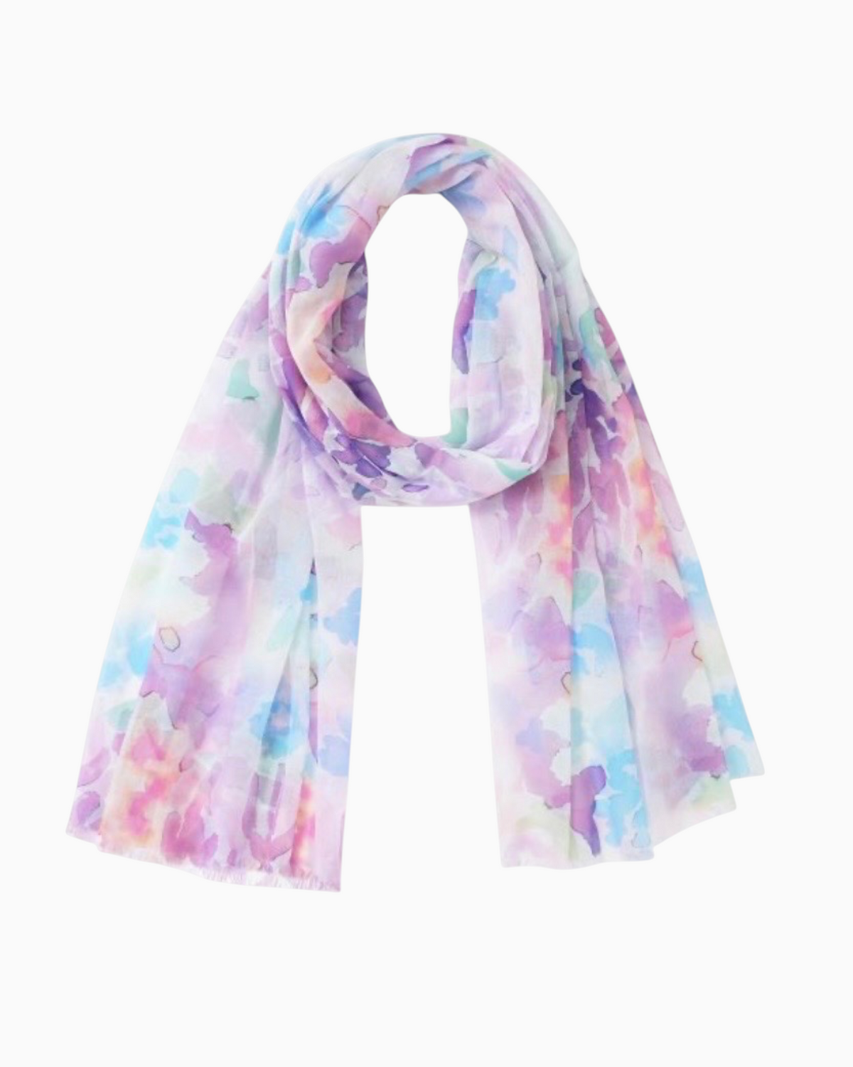 Thrift N Gift Enhance lightweight polyester fashion scarf in a lilac and multi-coloured watercolour floral print