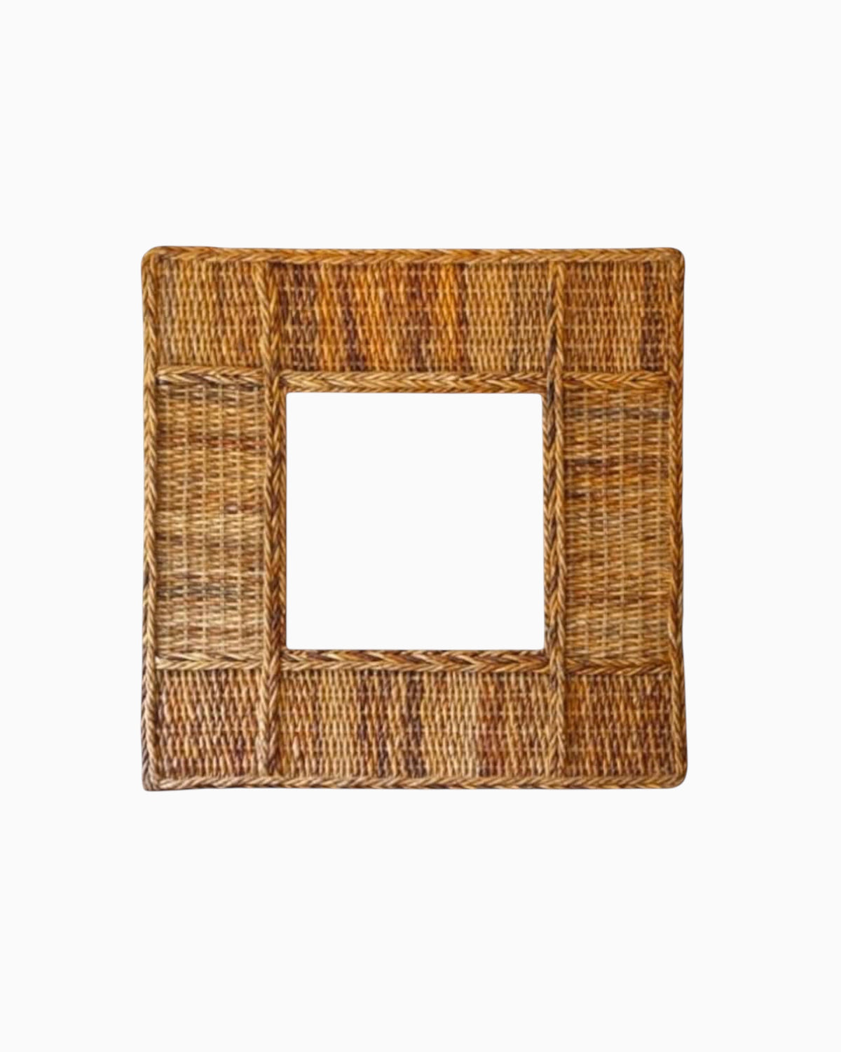 Thrift N Gift square handwoven rattan picture frame with fine weave texture for coastal and farmhouse home decor